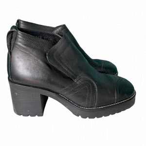 Vagabond Women Sz 8 Eur 39 Black Leather Platform Boots Heel 90s Y2K Grunge